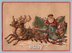 Santa Claus Sleigh Reindeer Toys Tree Union Pacific Tea Co Victorian Trade Card