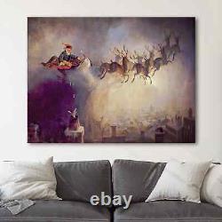 Santa Claus Sleigh With Reindeer William Holbrook Beard Canvas Wall Art Print