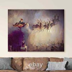 Santa Claus Sleigh With Reindeer William Holbrook Beard Canvas Wall Art Print