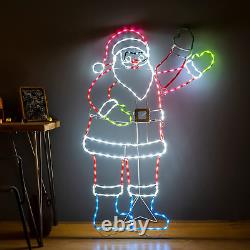 Santa Claus Sleigh and Reindeer Lights+5Ft Santa Claus Light