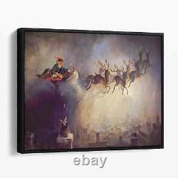 Santa Claus Sleigh and Reindeer by William Holbrook Beard Canvas Print Wall Art