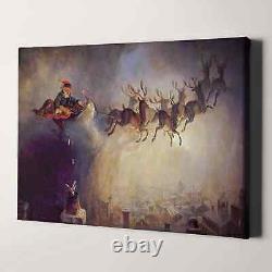 Santa Claus Sleigh and Reindeer by William Holbrook Beard Canvas Print Wall Art
