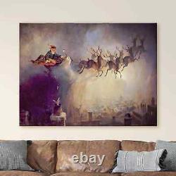 Santa Claus Sleigh and Reindeer by William Holbrook Beard Canvas Print Wall Art