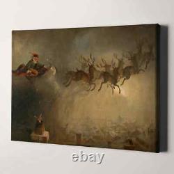 Santa Claus Sleigh and Reindeer by William Holbrook Beard Canvas Wall Art Print