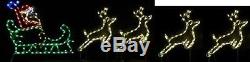 Santa Claus Sleigh w 4 Reindeer Outdoor LED Lighted Decoration Steel Wireframe