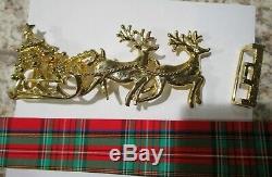 Santa Claus Tree Sleigh Reindeer Vtg MIMI DI N Lg Christmas Figural Belt Buckle