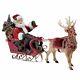 Santa Claus In Sleigh With Reindeer Fabriche Christmas Figurine 10 Inch C7339