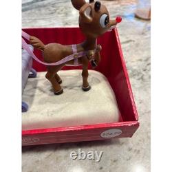 Santa Claus on Sled with Rudolph the red nose Reindeer Musical Lighted Figurine