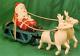 Santa Claus On Sleigh Windup Toy Celluloid Christmas Reindeer Bell Works Vintage