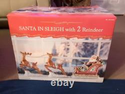 Santa In Sleigh & 2 Reindeers Christmas Decoration Costco Exclusive Excellent Co