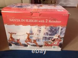 Santa In Sleigh & 2 Reindeers Christmas Decoration Costco Exclusive Excellent Co