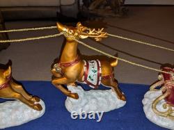 Santa In Sleigh & 2 Reindeers Christmas Decoration Costco Exclusive Excellent Co