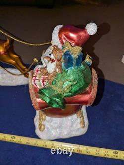 Santa In Sleigh & 2 Reindeers Christmas Decoration Costco Exclusive Excellent Co