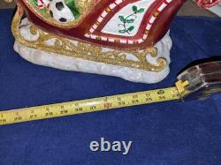 Santa In Sleigh & 2 Reindeers Christmas Decoration Costco Exclusive Excellent Co