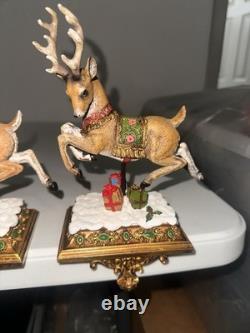 Santa In Sleigh & 3 Deer Holders Stocking Holder Joseph's Studio Reindeer Great