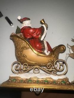 Santa In Sleigh & 3 Deer Holders Stocking Holder Joseph's Studio Reindeer Great