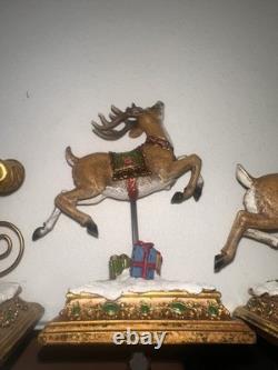 Santa In Sleigh & 3 Deer Holders Stocking Holder Joseph's Studio Reindeer Great