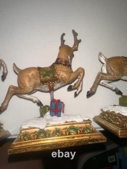 Santa In Sleigh & 3 Deer Holders Stocking Holder Joseph's Studio Reindeer Great