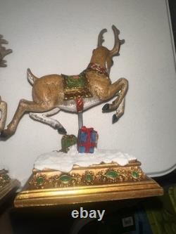 Santa In Sleigh & 3 Deer Holders Stocking Holder Joseph's Studio Reindeer Great