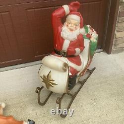 Santa In Sleigh WithToys & 5 Reindeer Lighted EMPIRE Blow Mold
