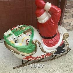 Santa In Sleigh WithToys & 5 Reindeer Lighted EMPIRE Blow Mold