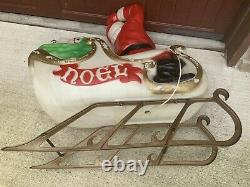 Santa In Sleigh WithToys & 5 Reindeer Lighted EMPIRE Blow Mold