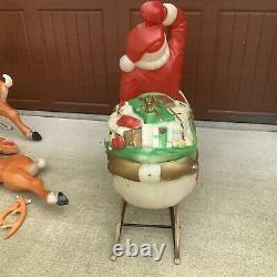 Santa In Sleigh WithToys & 5 Reindeer Lighted EMPIRE Blow Mold