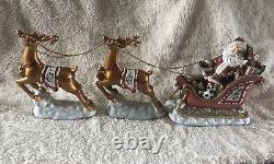 Santa In Sleigh With 2 Reindeers Christmas Decoration