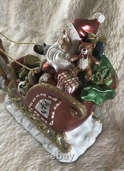 Santa In Sleigh With 2 Reindeers Christmas Decoration