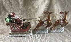 Santa In Sleigh With 2 Reindeers Christmas Decoration