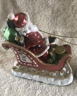 Santa In Sleigh With 2 Reindeers Christmas Decoration