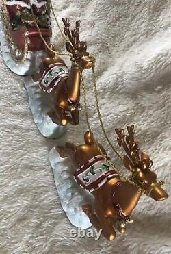 Santa In Sleigh With 2 Reindeers Christmas Decoration