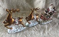 Santa In Sleigh With 2 Reindeers Christmas Decoration