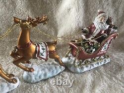 Santa In Sleigh With 2 Reindeers Christmas Decoration