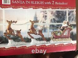 Santa In Sleigh With 2 Reindeers Christmas Decoration