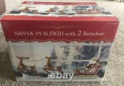 Santa In Sleigh With 2 Reindeers Christmas Decoration