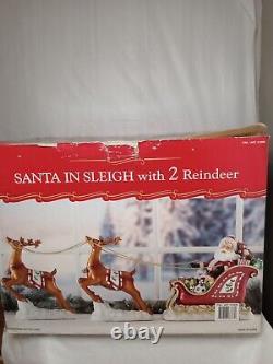 Santa In Sleigh With 2 Reindeers Christmas Decoration Costco Brand