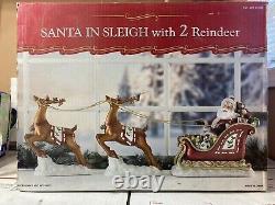 Santa In Sleigh With 2 Reindeers Christmas Decoration Costco Brand 913595