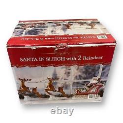 Santa In Sleigh With 2 Reindeers Christmas Decoration Costco Exclusive
