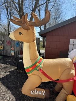 Santa In Sleigh With Reindeer 8ft Long Gemmy Inflatable