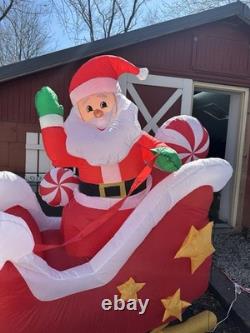 Santa In Sleigh With Reindeer 8ft Long Gemmy Inflatable