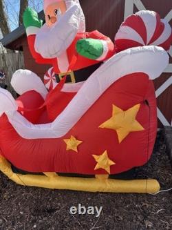 Santa In Sleigh With Reindeer 8ft Long Gemmy Inflatable