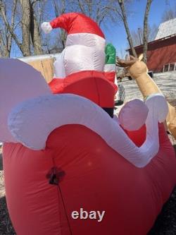 Santa In Sleigh With Reindeer 8ft Long Gemmy Inflatable