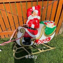 Santa In Sleigh With Toys & 1 Reindeer Blow Mold Vintage! General Foam EXCELLENT