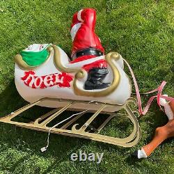 Santa In Sleigh With Toys & 1 Reindeer Blow Mold Vintage! General Foam EXCELLENT