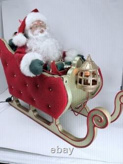 Santa On Sleigh Vintage 1998 Christmas Holiday Creation Animated And Music