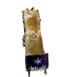 Santa On Sleigh With Reindeer Christmas Trinket Box Enamel Swarovski