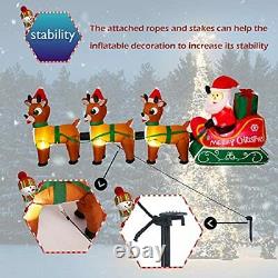 Santa On Sleigh With Reindeers 8 Ft LED Christmas Inflatable Outdoor Decorations
