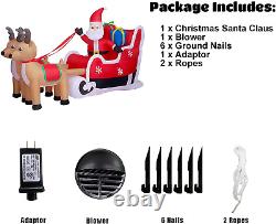 Santa On Sleigh withReindeer Christmas Airblown Inflatable 8 FT Long LED Holiday