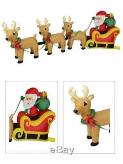 Santa & Reindeer Christmas Sleigh Illuminated Inflatable 3.4m